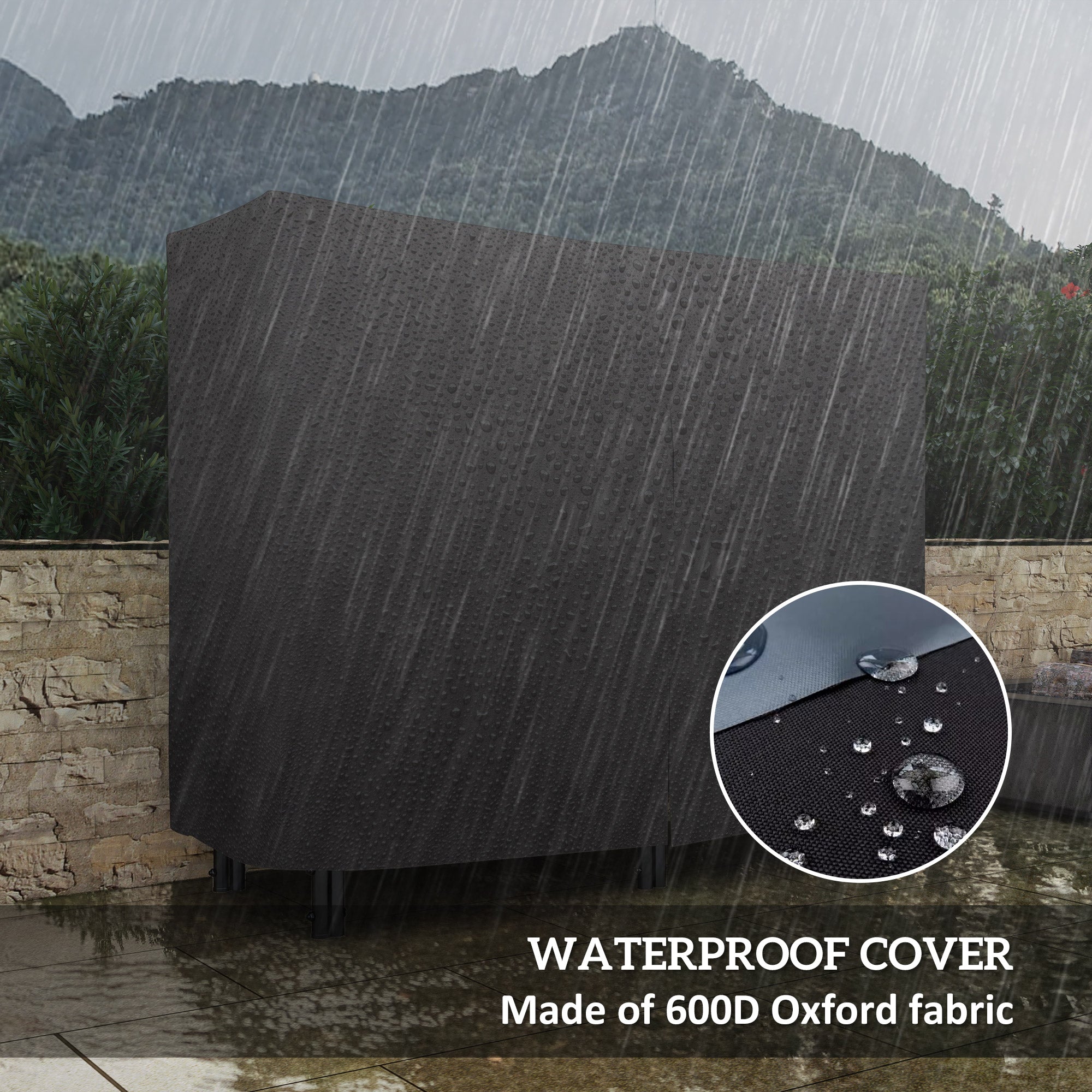 Outsunny 4ft Outdoor Firewood Rack with Cover, Adjustable Wood Storage Holder, Indoor Outdoor Log Rack, Black