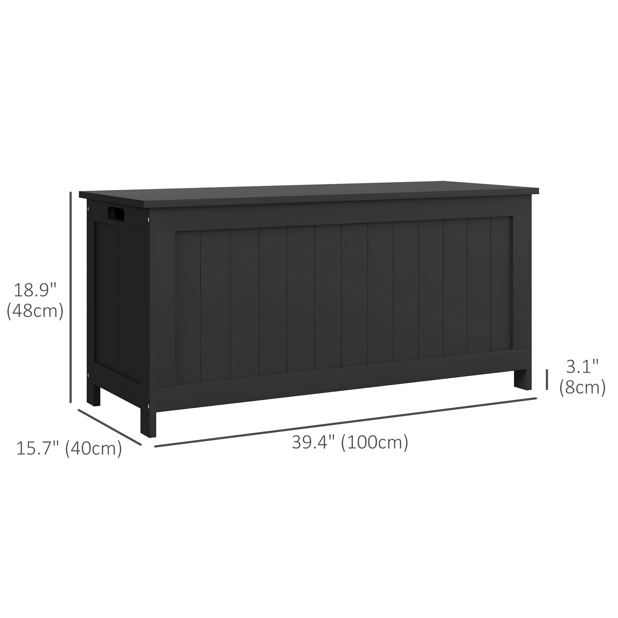 HOMCOM Modern Storage Chest Bench with Safety Hinges Entryway Toy Chest Black with Side Handles for Living Room Playroom