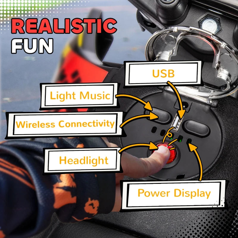 Qaba 12V Aprilia Licenced Kids Electric Motorcycle, Battery-Powered Dirt Bike with Training Wheels for Aged 3-8, Yellow