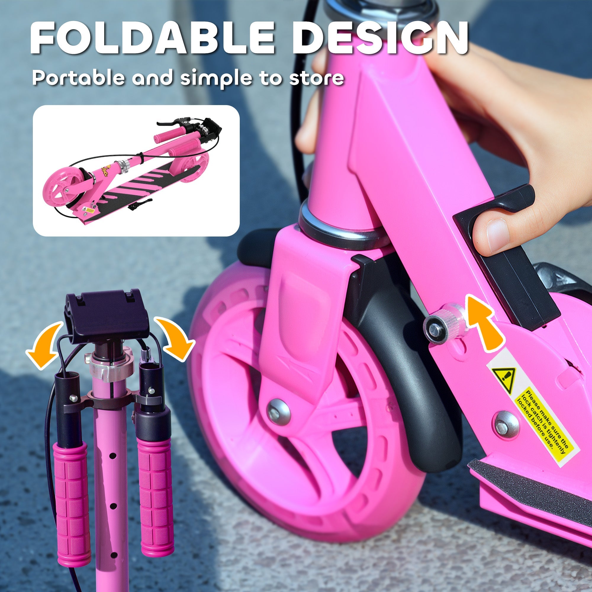 Qaba Scooter for Kids Ages 3-8 with Light Up Wheels, Adjustable Handlebar, Rear Brake & Handbrake for Girls and Boys, Pink