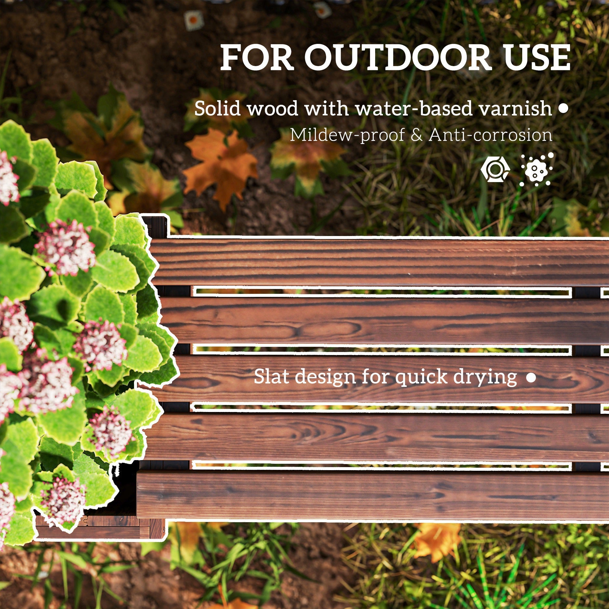 Outsunny Garden Planter with Raised Garden Bed Bench for Patio Park, 69.25" x 15" x 15.75", Carbonized