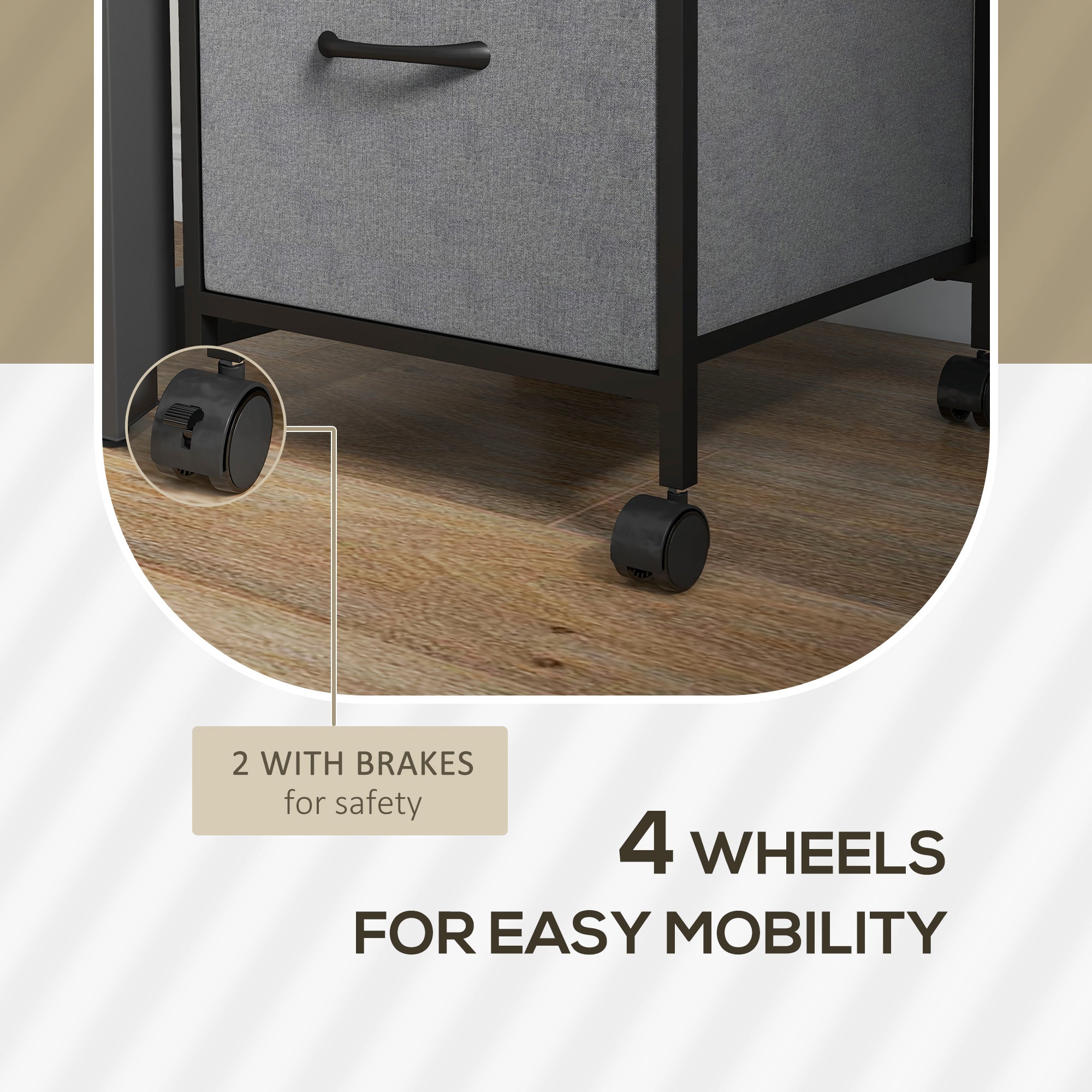 Vinsetto Fabric File Vault: Vertical 2-Drawer Cabinet with Hanging Rails for Stylish Office Document Storage, Dark Grey