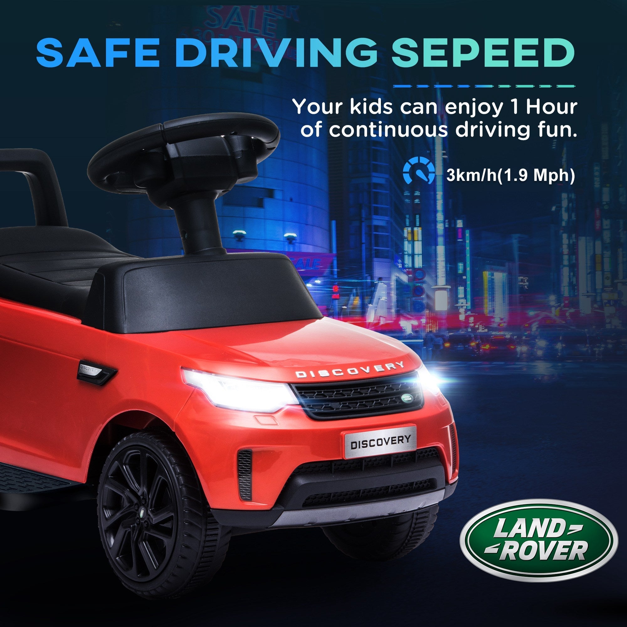 Qaba 2 in 1 6V Land Rover Licensed Electric Car for Kids, Sliding Car with Music Horn Headlights, for 18-60 Months Red