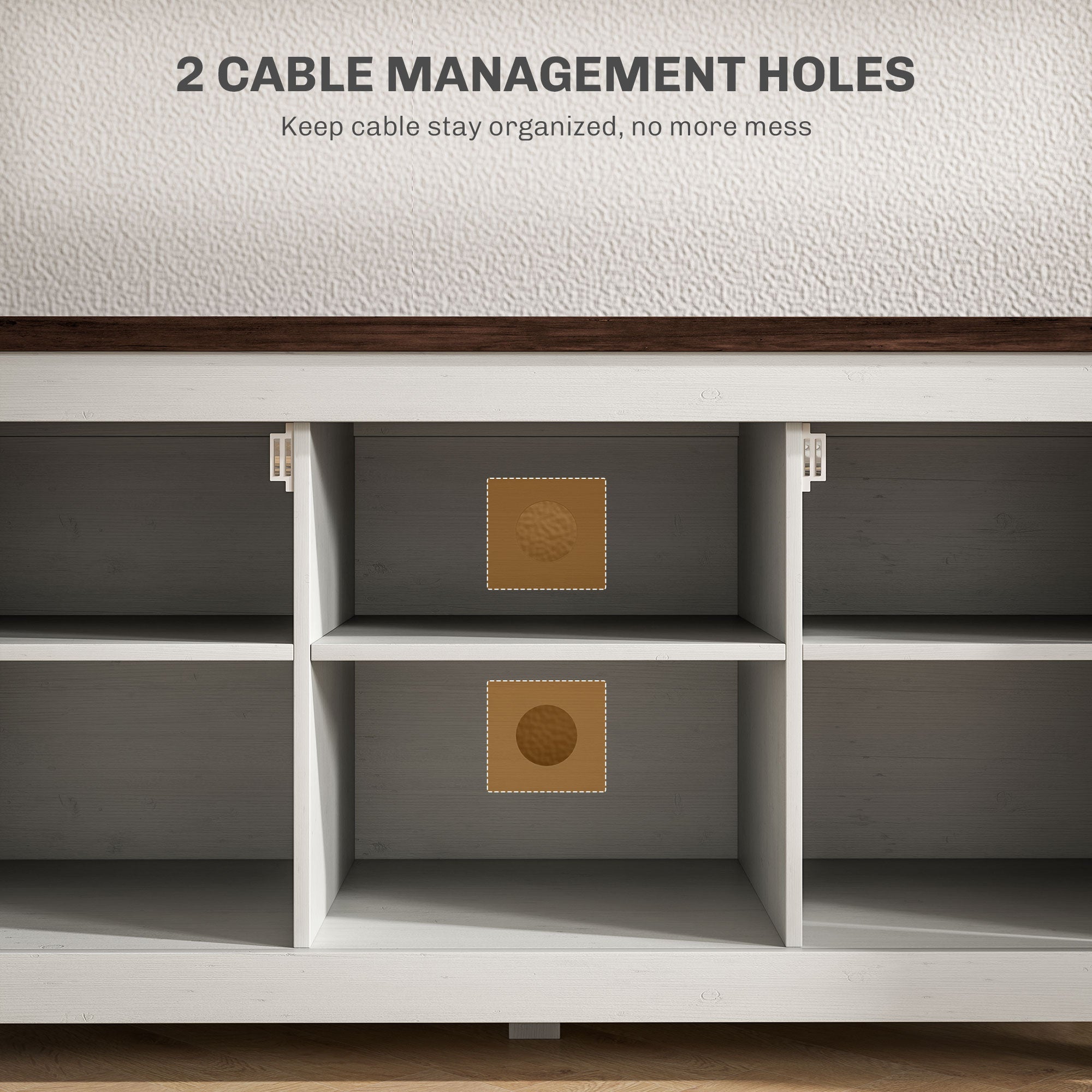 HOMCOM Farmhouse TV Stand for TVs up to 50" Barn Doors Cable Management Living Room Distressed White