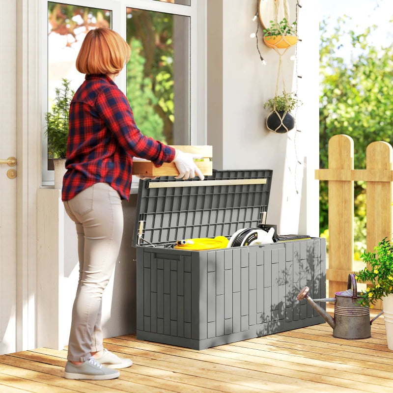 80 Gallon Resin Deck Box, Lockable Outdoor Storage Box, Splash-Resistant & UV Resistant Patio Storage Container
