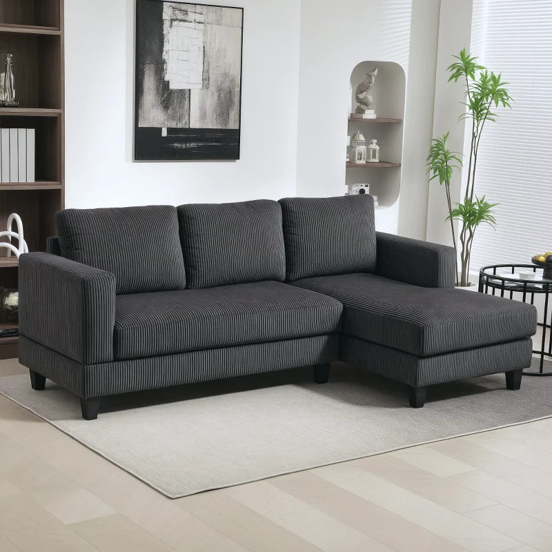 L Shaped Couch, L Shape Sofa with Chaise Lounge and Spring Cushion for Living Room, Bedroom, Grey