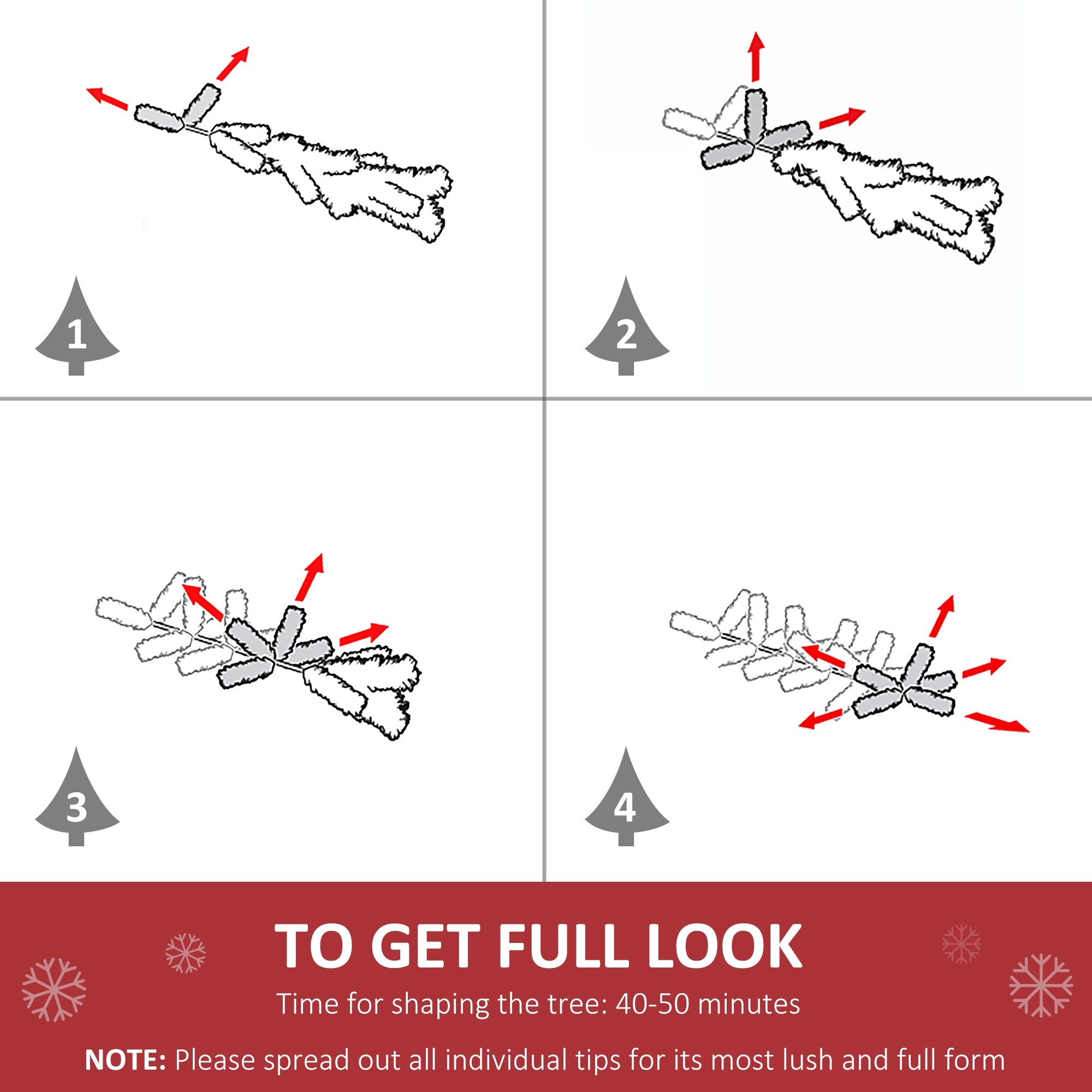 HOMCOM 6ft Artificial Christmas Tree w/ Metal Stand Spruce Branch Tips Green