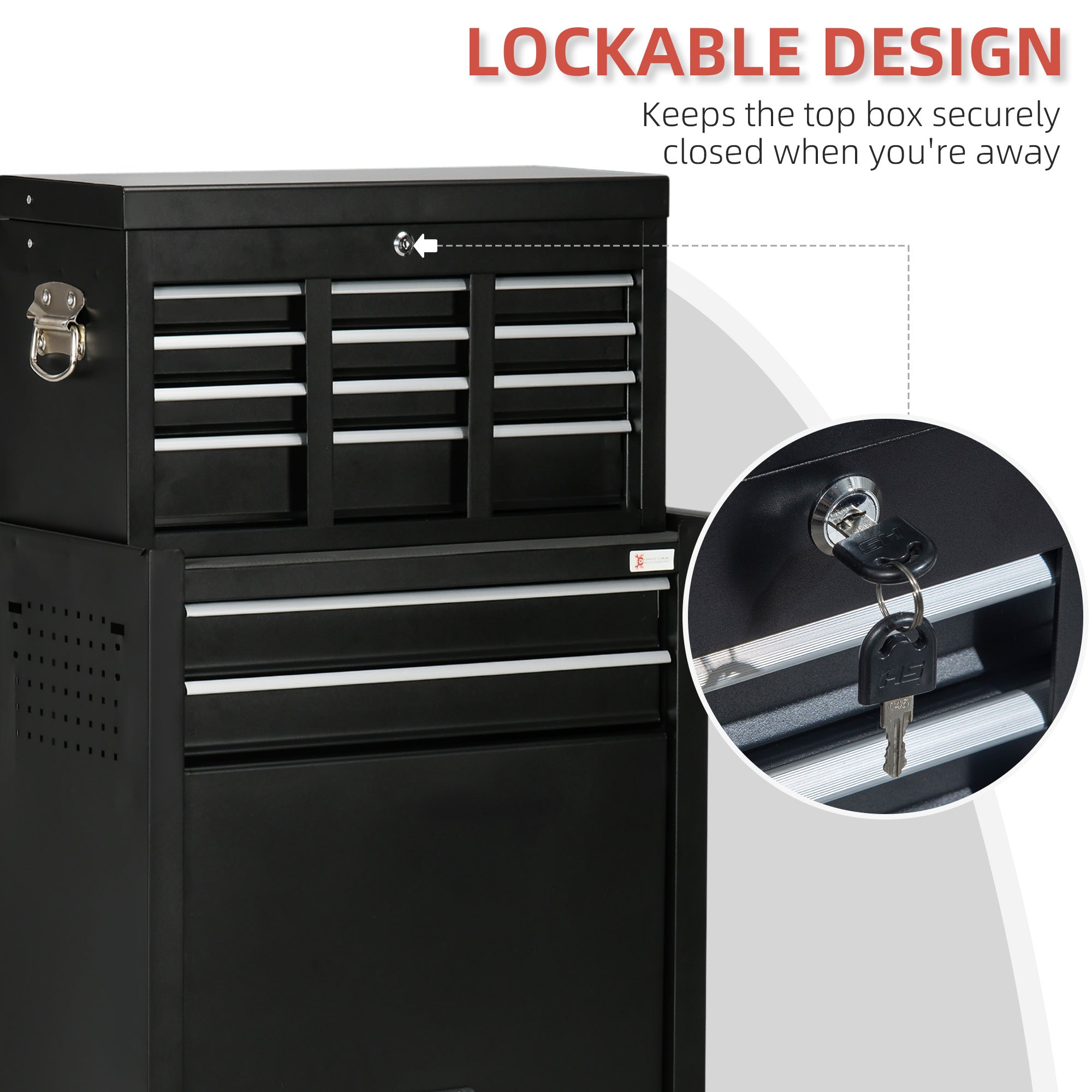 DURHAND Rolling Tool Chest - 6-Drawer Set with Lockable Wheels, Portable Tool Box & Storage Cabinet, Removable Top