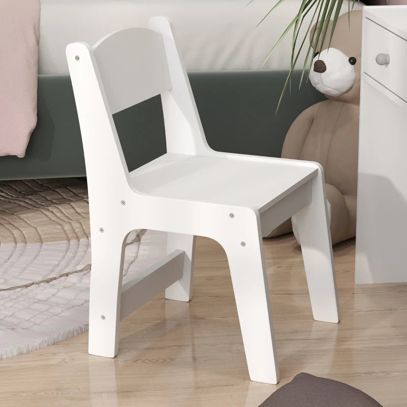 Qaba Kids Vanity Set, Children Makeup Table with Mirror, Stool and Storage Drawers, for Ages 3-8, White