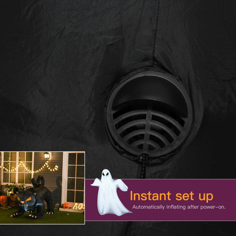 HOMCOM 4ft Tall Inflatable Black Cat – Halloween Airblown Yard Decoration