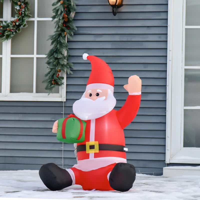 Outsunny 8ft Inflatable Christmas Santa Claus – LED Light-Up Blessings Sign, Outdoor Blow-Up Yard Display