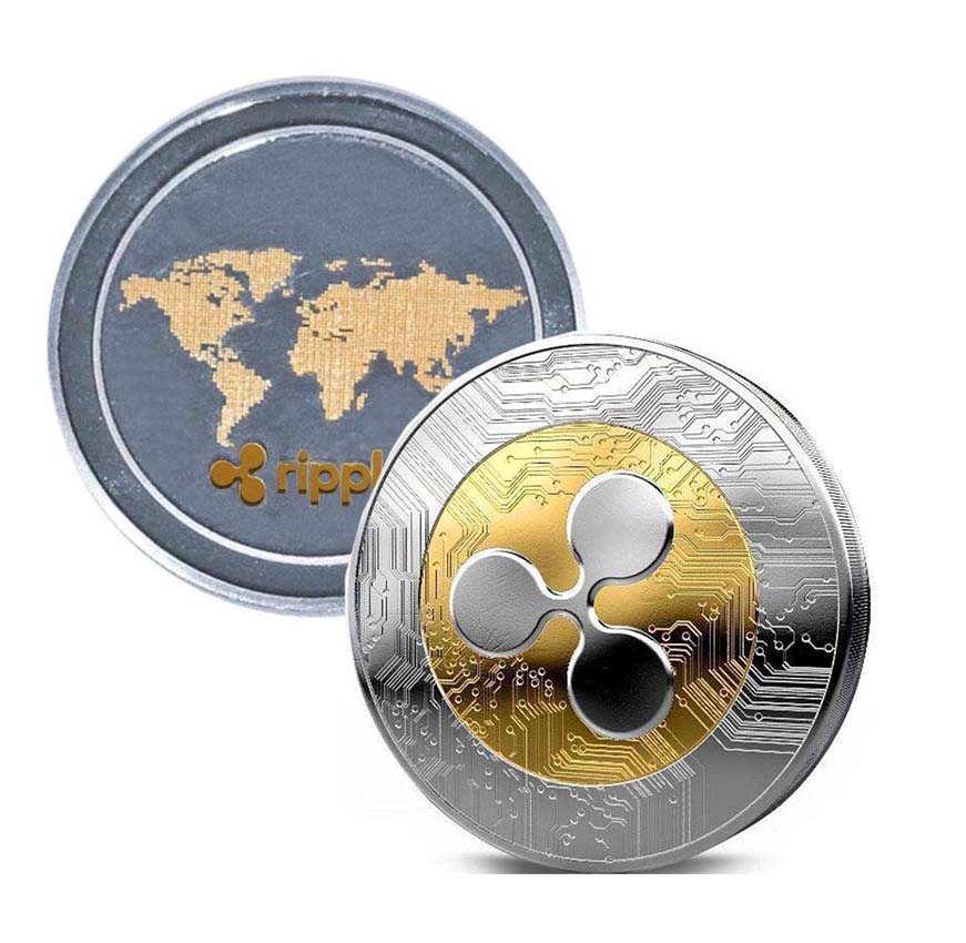 Ripple (XRP) Coin - Silver & Gold Metal Physical Blockchain Cryptocurrency Collectible Coin
