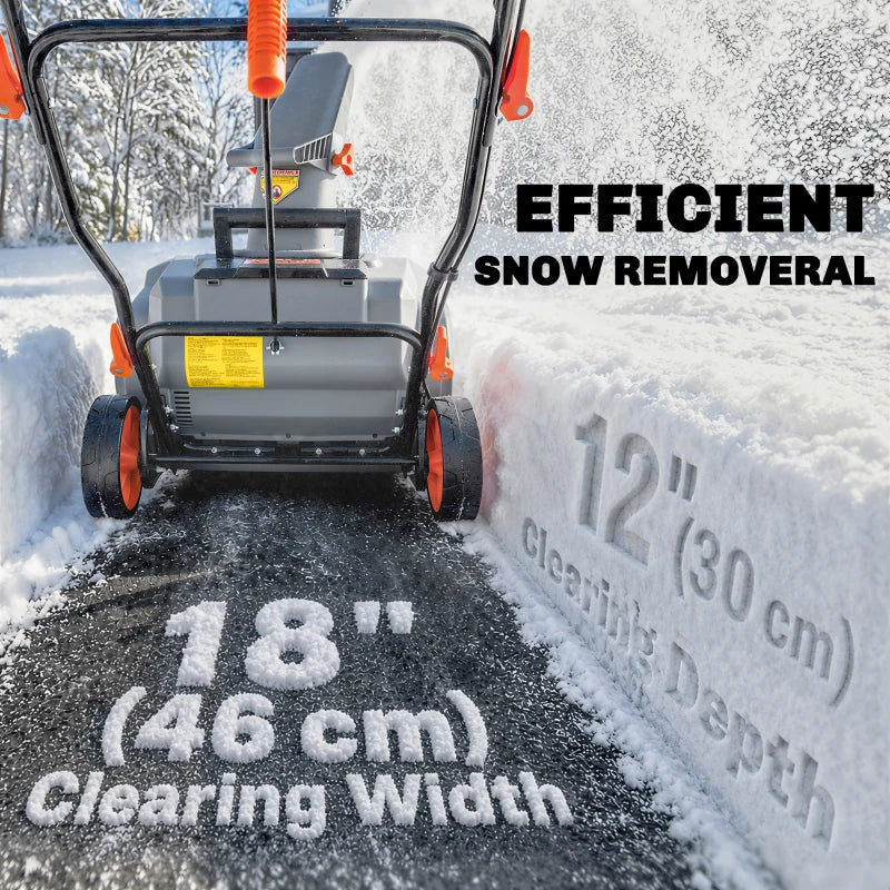 40V 18" Cordless Snow Blower with 1400W Brushless Motor, 2 Batteries & Fast Charger