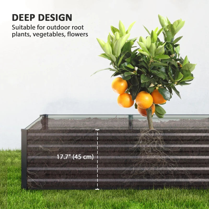 8 x 2.6 x 1.5ft Galvanized Raised Garden Bed, Reinforced Outdoor Planter Box with Open Bottom, Dark Grey