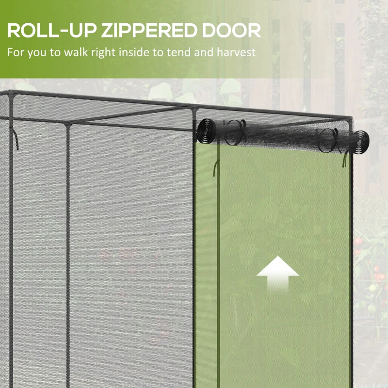 6.5 x 3.3ft Crop Cage, Garden Plant Protector with Single Zippered Door, Storage Bag and Ground Stakes, Black