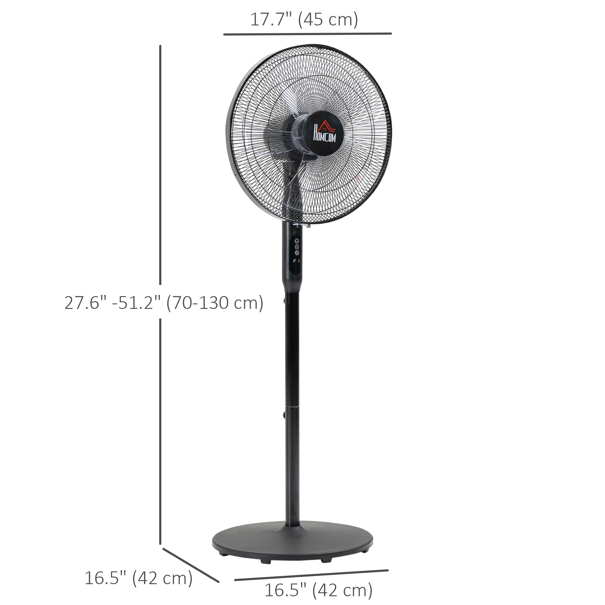 HOMCOM Oscillating Standup Fan with Remote LED Display Cooling Device for Home Office Black