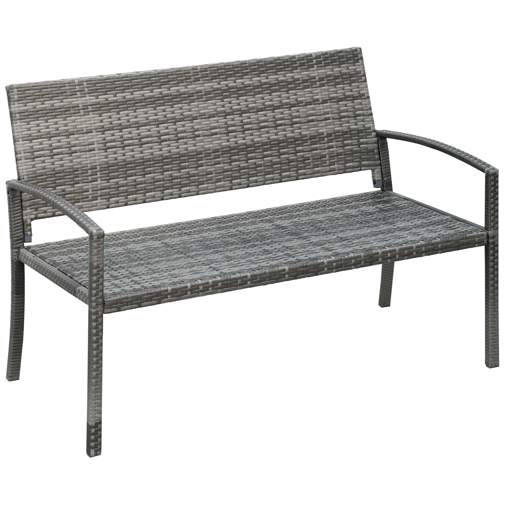 Outsunny Rattan Garden Oasis: Hand-Woven Portable Backyard Loveseat, Grey Wicker Relaxation
