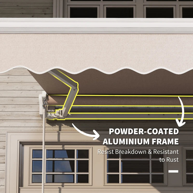 8'x7' Patio Awning Manual Retractable Sun Shade Outdoor Deck Canopy Shelter, Beige