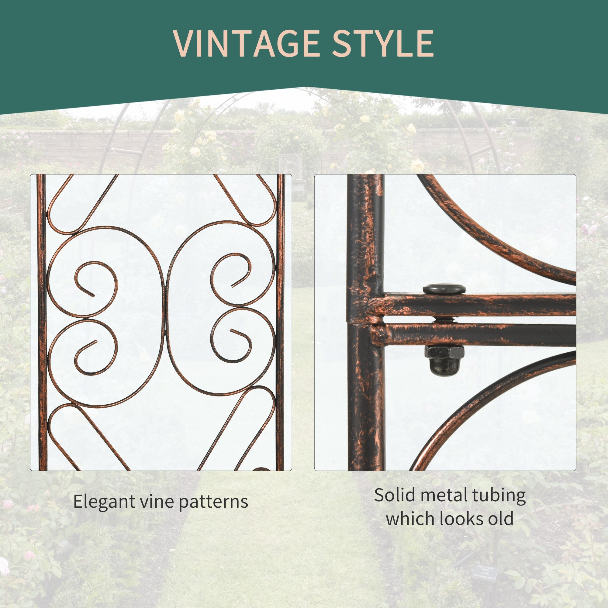 Outsunny 7.5ft Garden Metal Arch Outdoor Walkway Arbor for Decorative Climbing Vine Plants Patio Lawn, Black