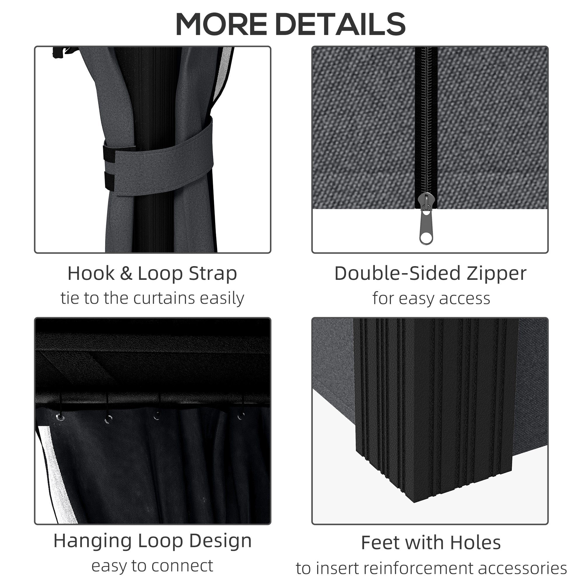 Outsunny 10' x 12' Outdoor Hardtop Gazebo with Galvanized Canopy & Netting Sidewalls for Lawn, Backyard, Dark Grey