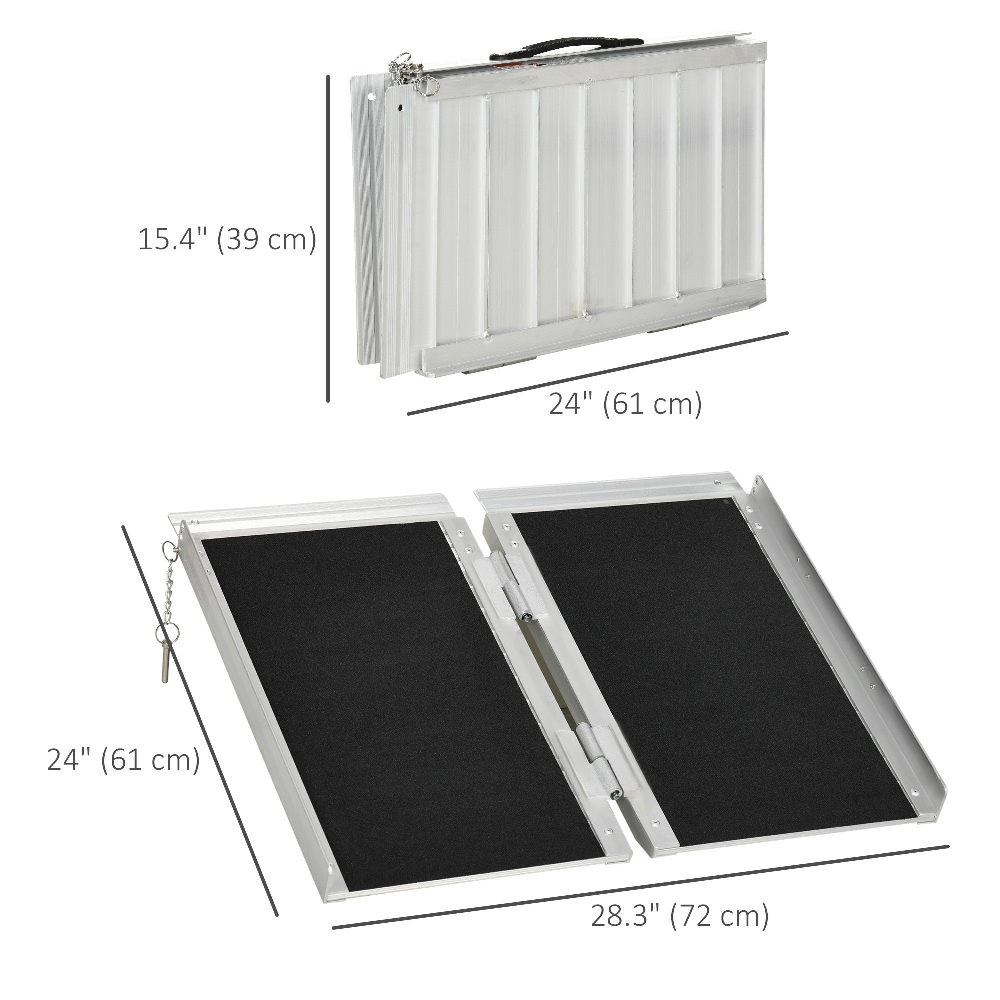 HOMCOM Lightweight Aluminum Wheelchair Ramp: 2ft Non-Skid PVC Portable Scooter Mobility Aid for Easy Access