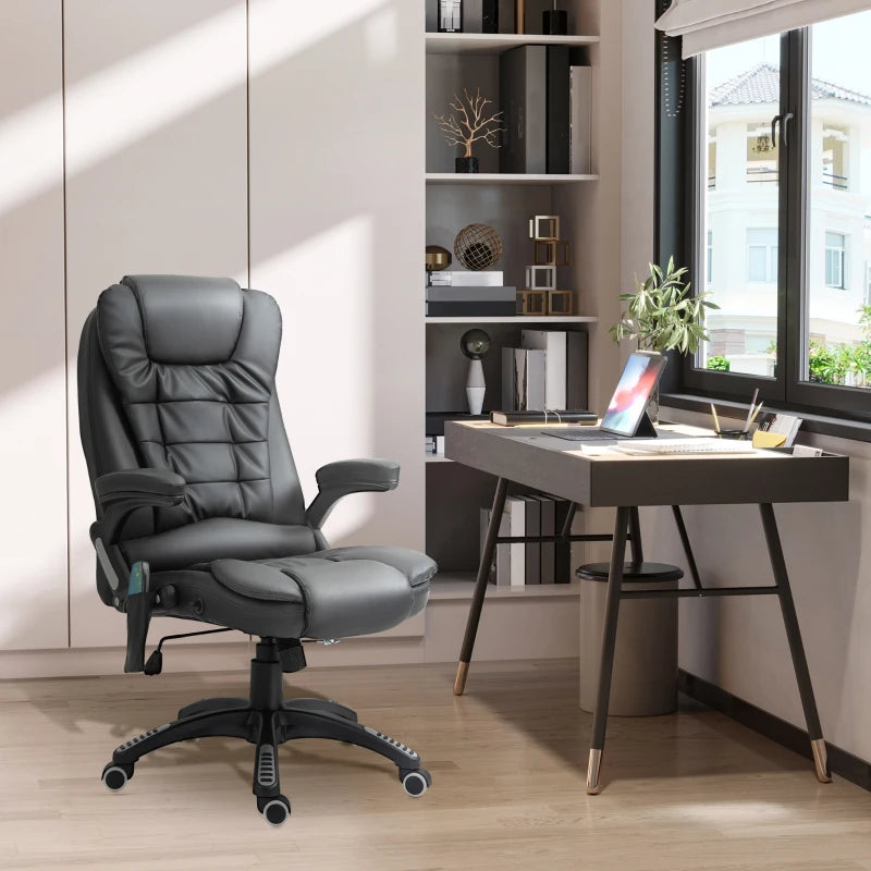 Executive Office Chairs Heated Massage High Back Reclining Office Chair Swivel Leather Adjustable Vibrating Furniture Black
