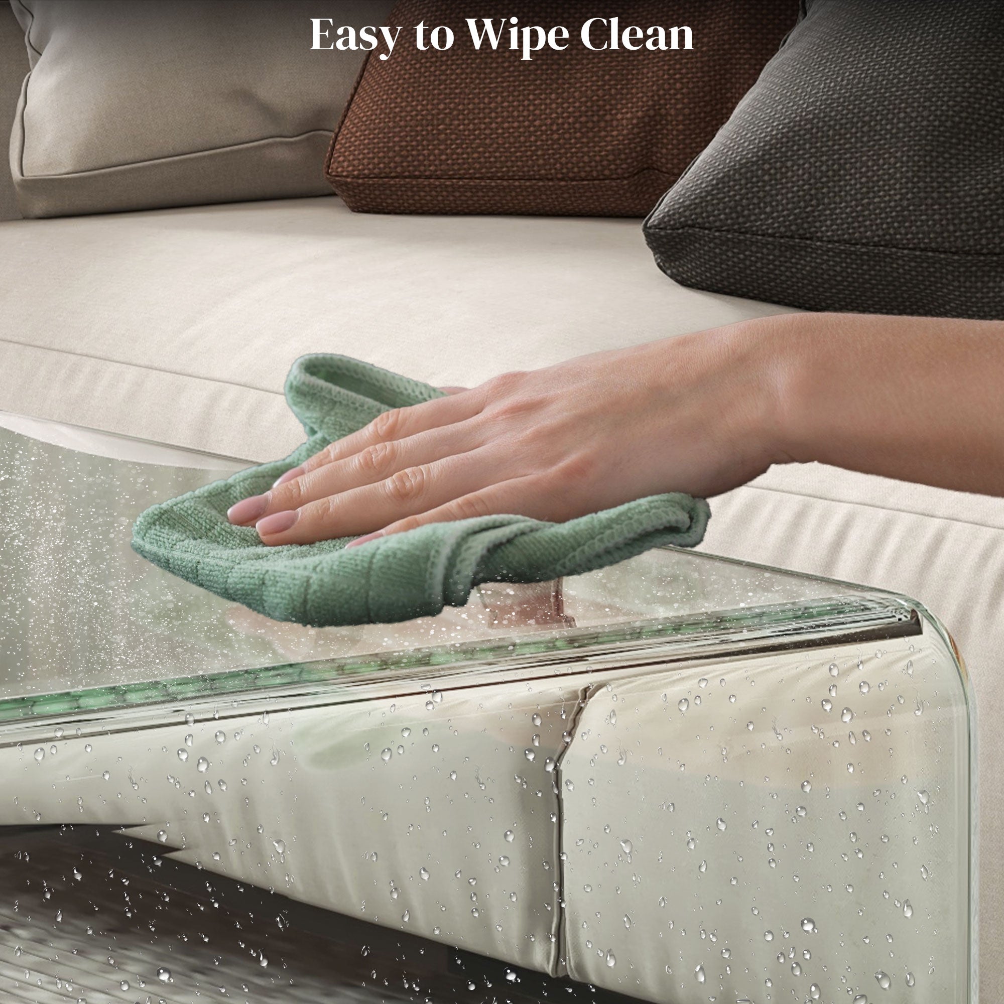 HOMCOM Coffee Table Glass Clear Rectangle Center Table Safe Rounded Edges Living Room