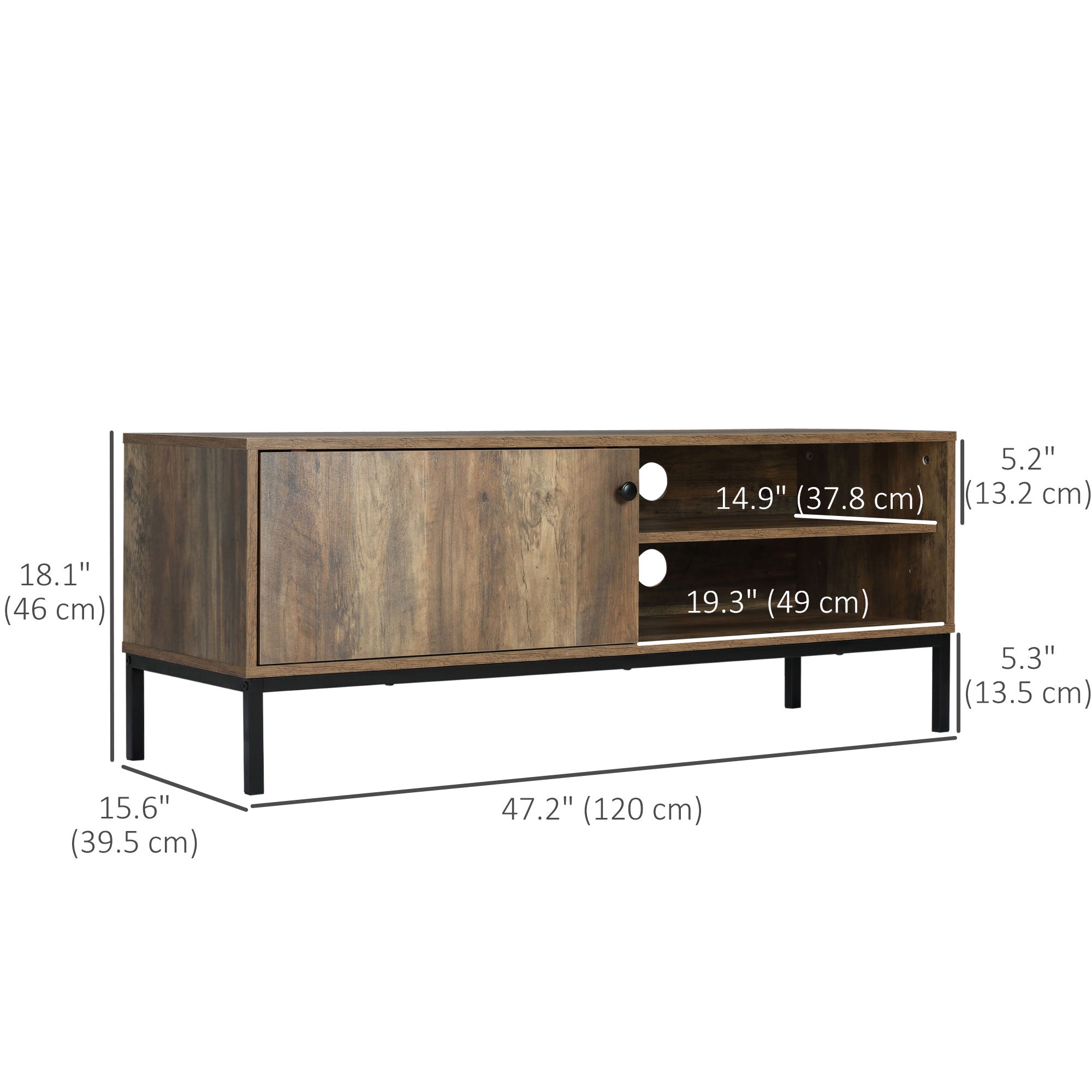 HOMCOM Vintage Flair: Retro TV Cabinet with 3 Compartments, Sliding Door Media Console for Living Room, Coffee Finish