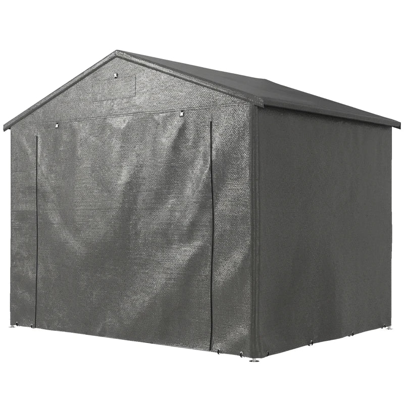 8' x 6' Portable Shed, Waterproof Bike Tent with Roll-up Zipper Door, Vent and Galvanised Metal Frame, Dark Grey