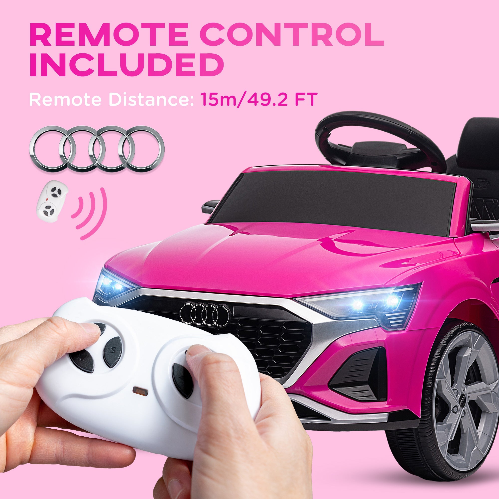 Qaba 12V Battery Powered Kids Electric Car, Audi Q8 etron Sportback Licensed Ride on Car w/ Remote Control, Pink