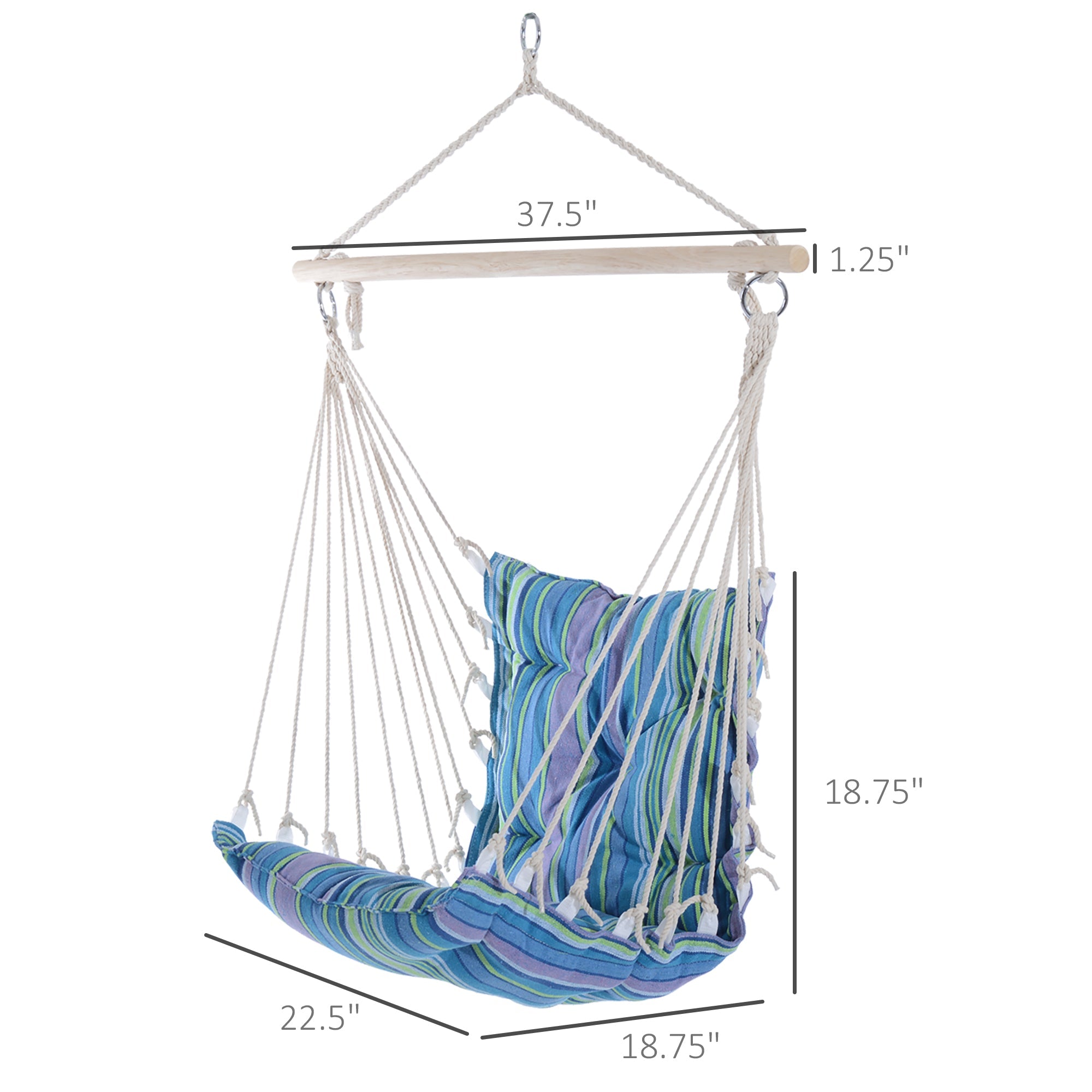 Outsunny Portable Rope Hammock Chair Woven Hanging Swing Seat Outdoor Garden Yard Camping Blue