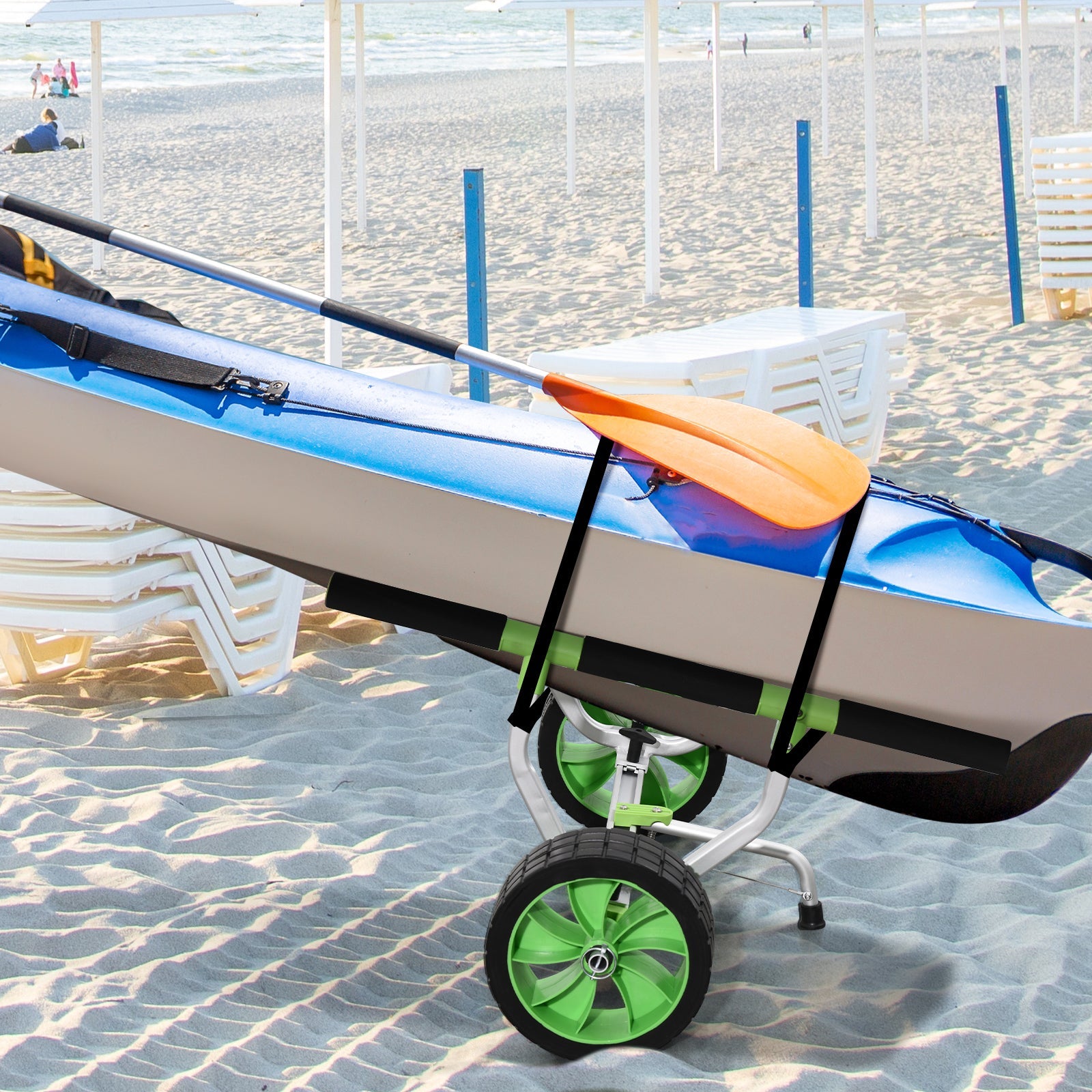 Soozier Kayak Cart Dolly with Adjustable Width and Flat-Free Wheels, Aluminum Frame, for Kayaks, Canoes, Paddleboards