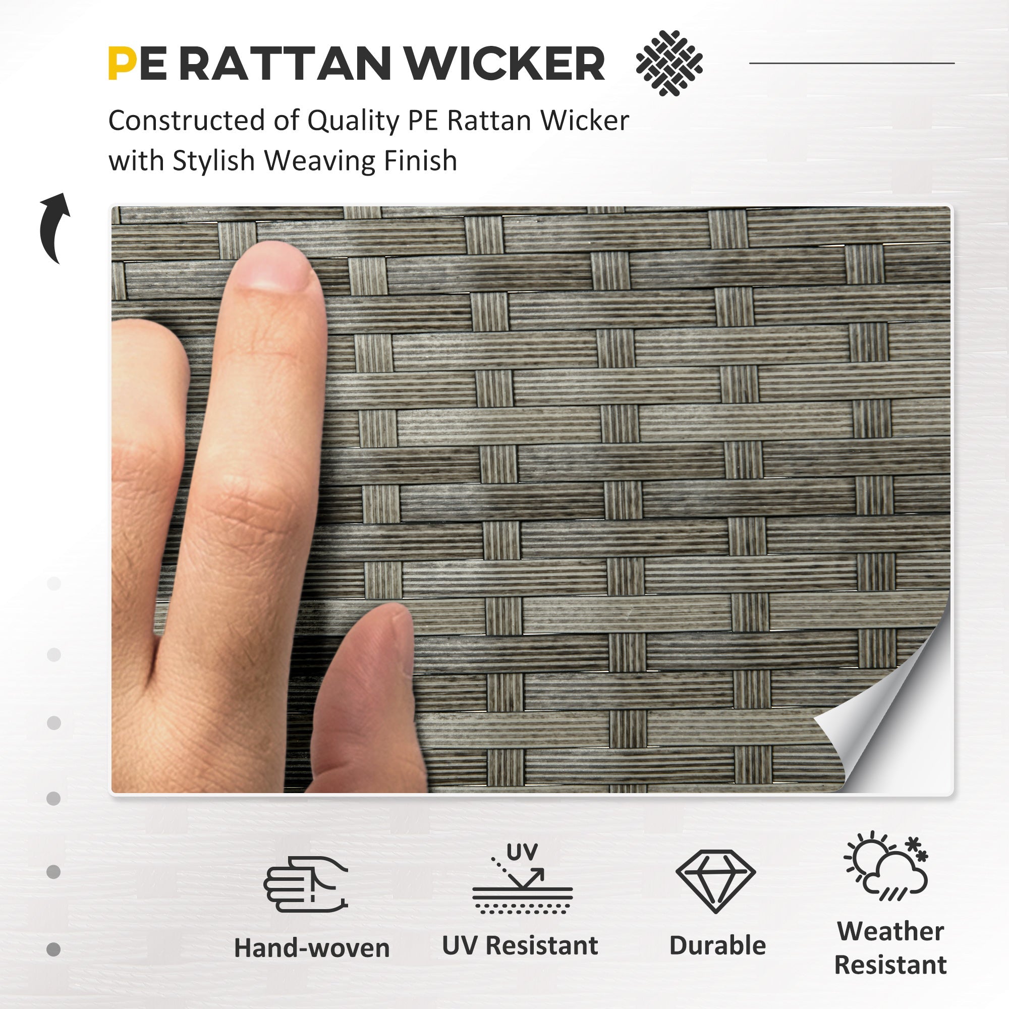 Outsunny 5-Piece Navy Blue Wicker Patio Dining Set, Outdoor Conversation Furniture with Cushions, Table, Ottomans