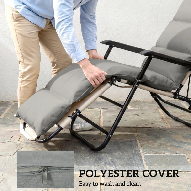 Outdoor Lounge Chair Cushion with Zipper Reversible Chaise Lounge Cushion for Patio Indoor/Outdoor Dark Grey