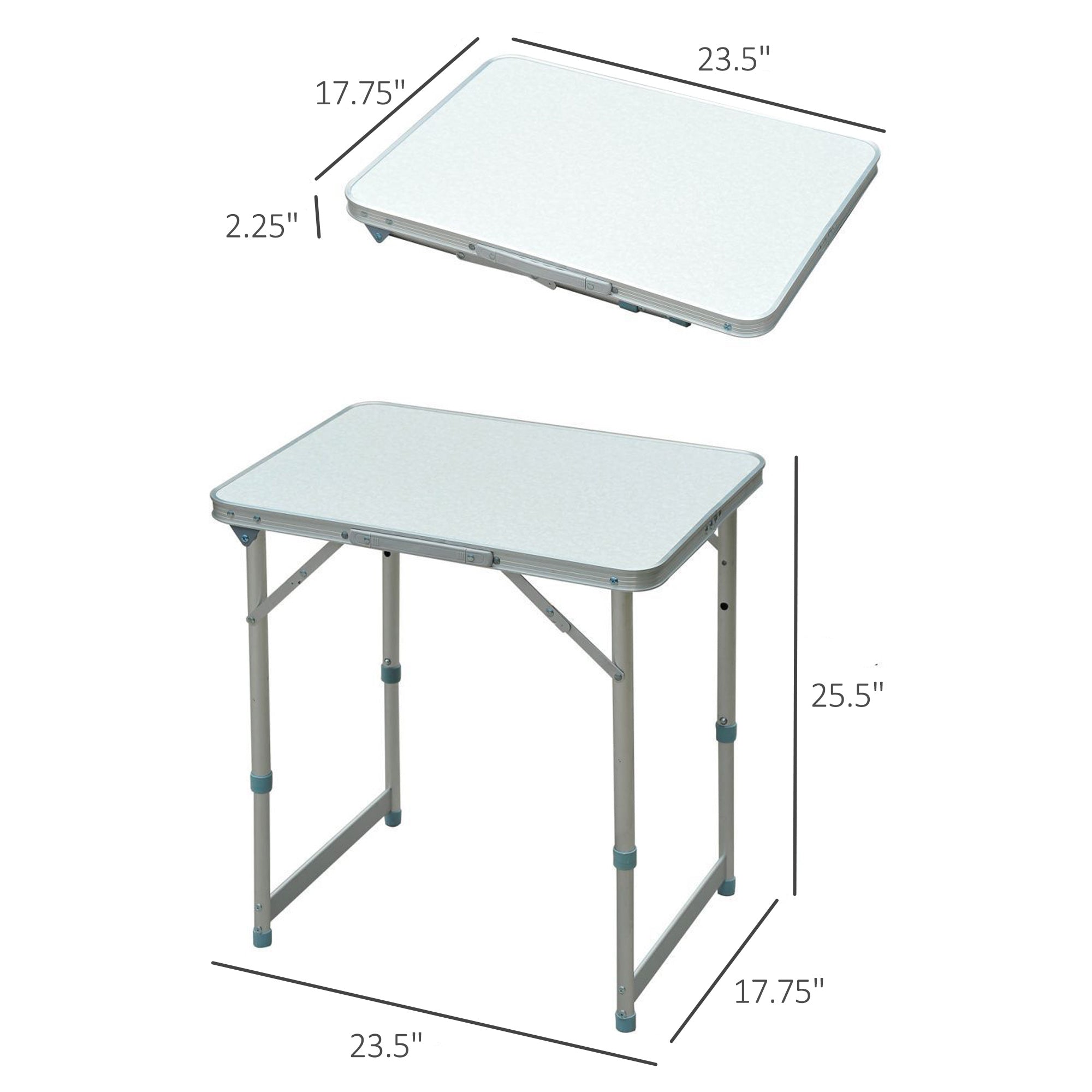 Outsunny Portable Folding Picnic Table Adjustable Patio Camping Dining Aluminum Silver