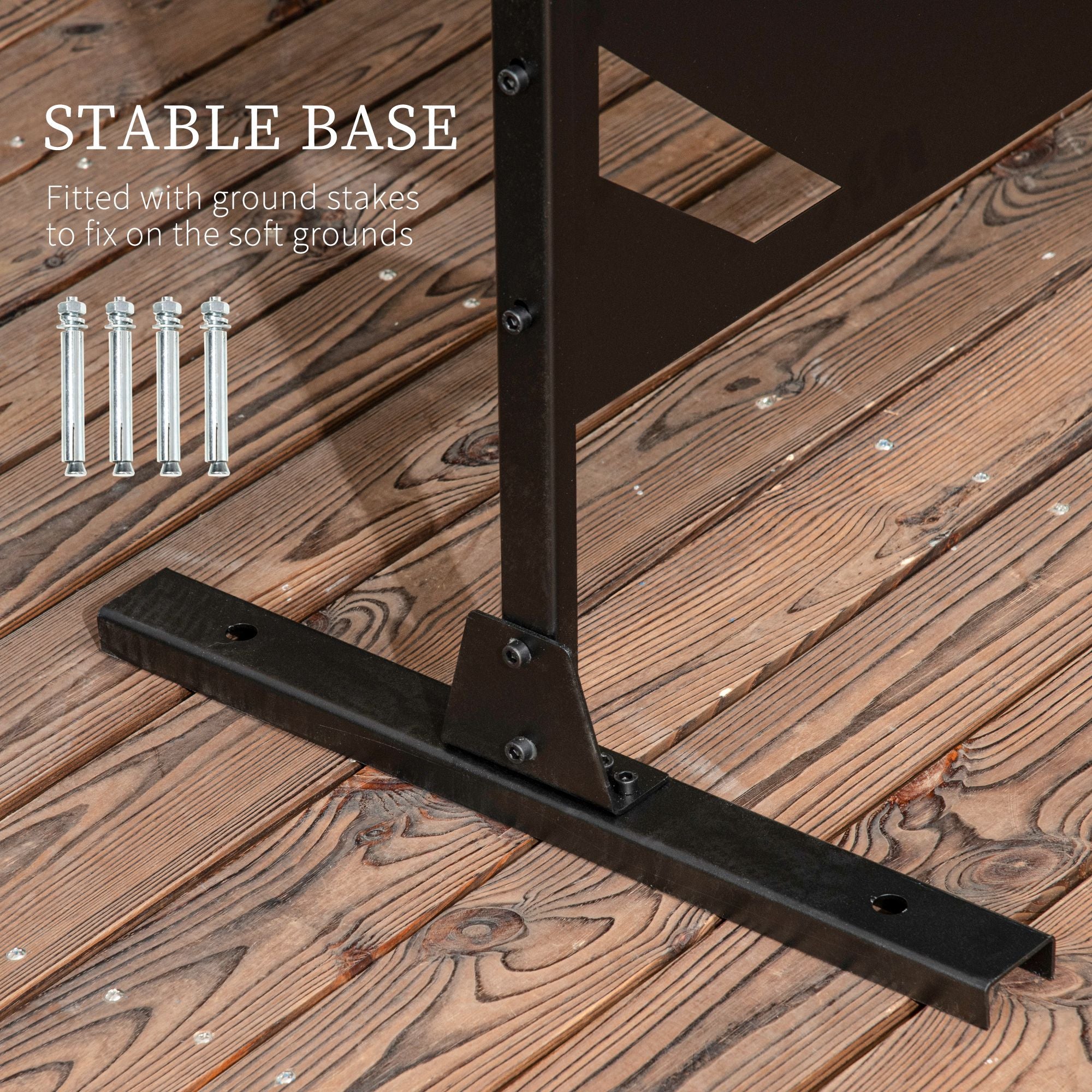 Outsunny Metal Outdoor Privacy Screen Decorative Freestanding Divider Panel with Stand Ground Stakes