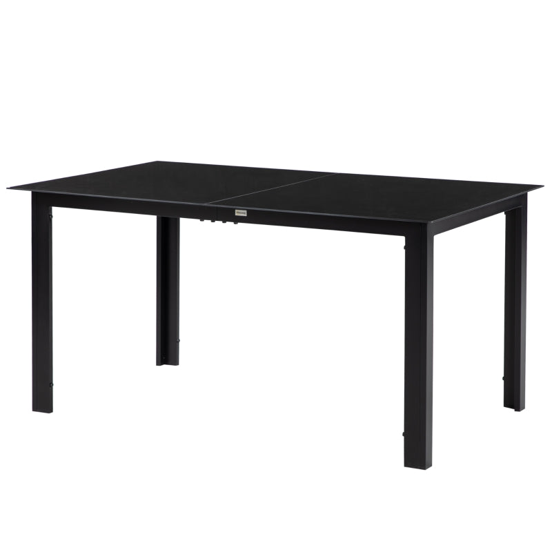 Aluminium Outdoor Dining Table for 6, 59" x 35" Rectangle Patio Table with Tempered Glass Tabletop, for Garden, Backyard, Lawn, Balcony, Black