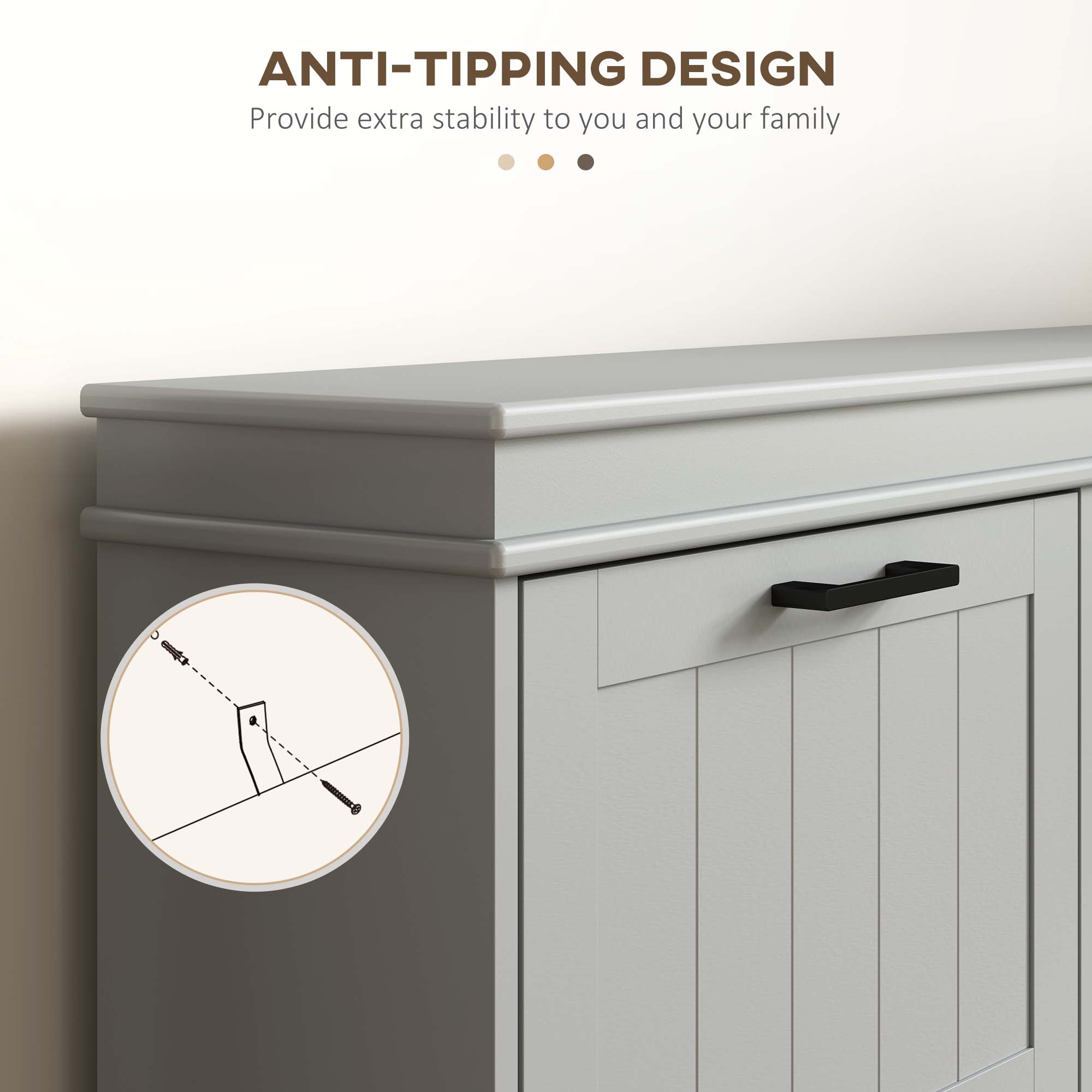 HOMCOM Shoe Storage Cabinet with 4 Flip Drawers and Adjustable Shelves, Narrow Shoe Cabinet for 20 Pairs of Shoes, Grey