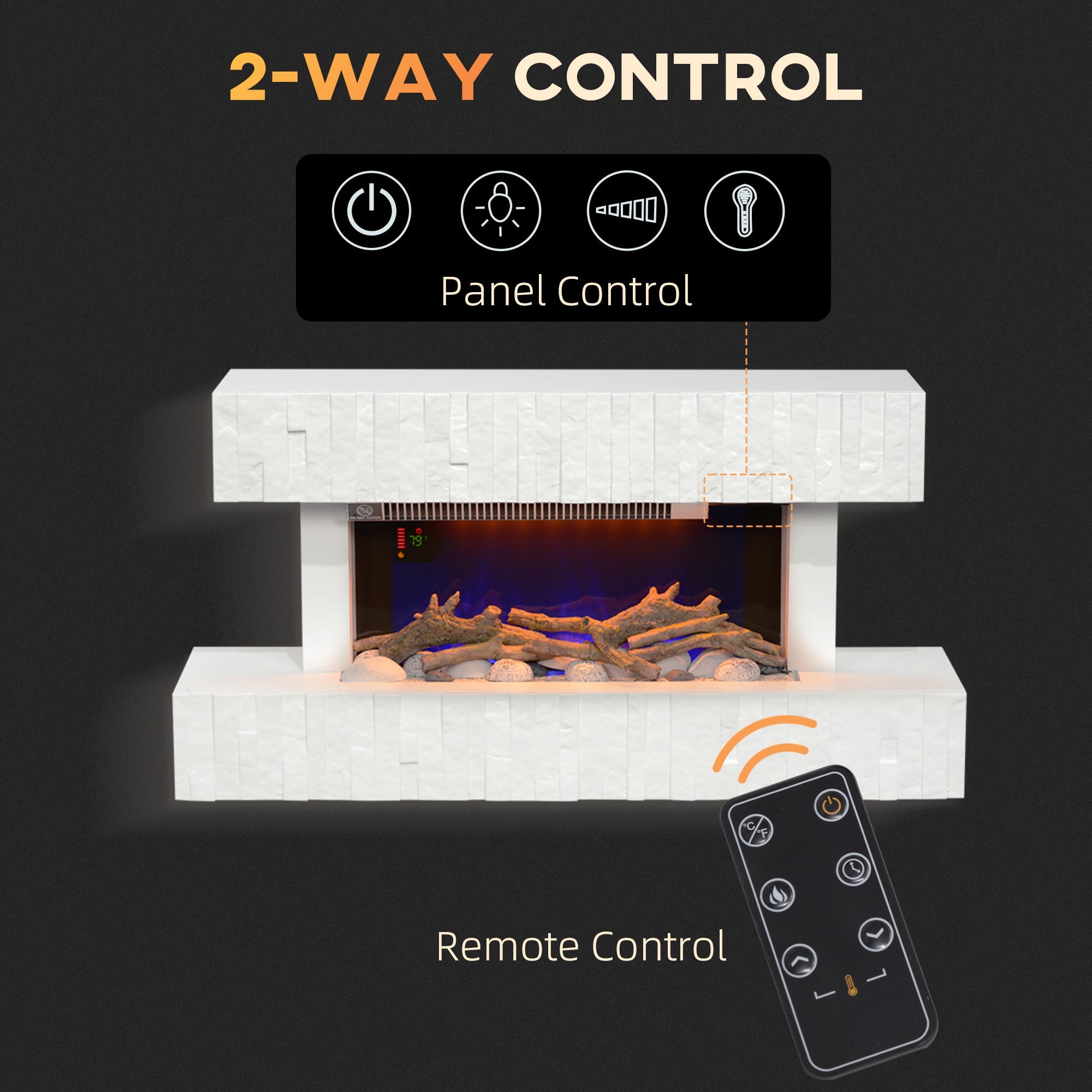 HOMCOM 32 Inches Freestanding Electric Fireplace with Mantel, 1500W Replaceable Fireplace Insert Heater with Timer, White