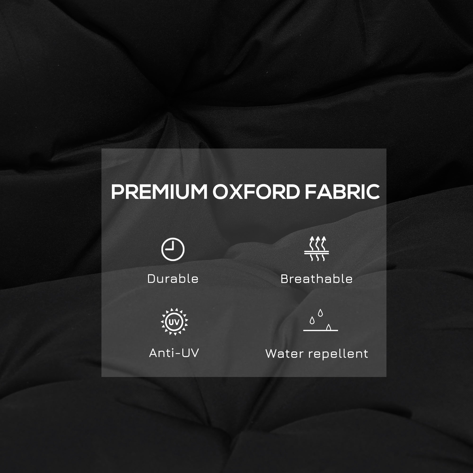 Outsunny Non-Slip Garden Bench Cushion 2 Seater Thick Pad Swing Chair Mat Replacement 39.25"x38.5" Black