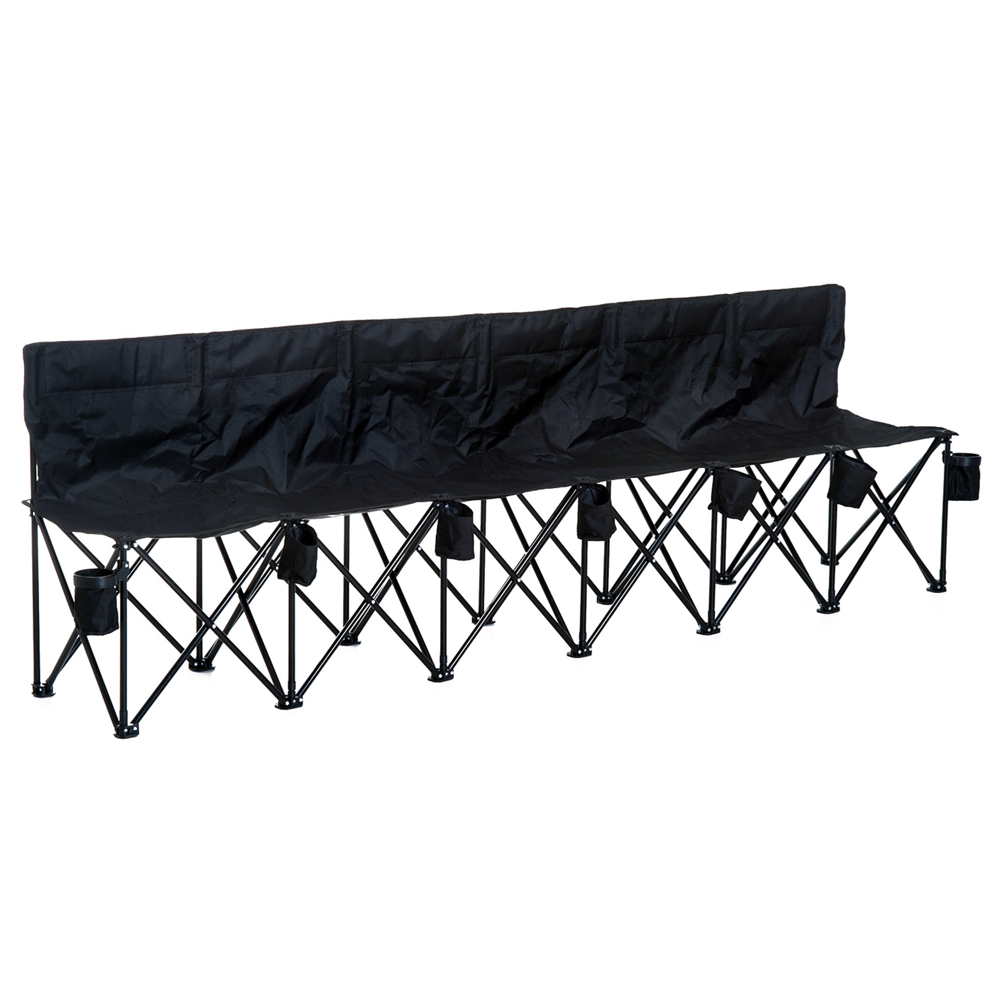Outsunny Portable Soccer Bench 6 Seat Team Sports Bench Outdoor with Carrying Case Black