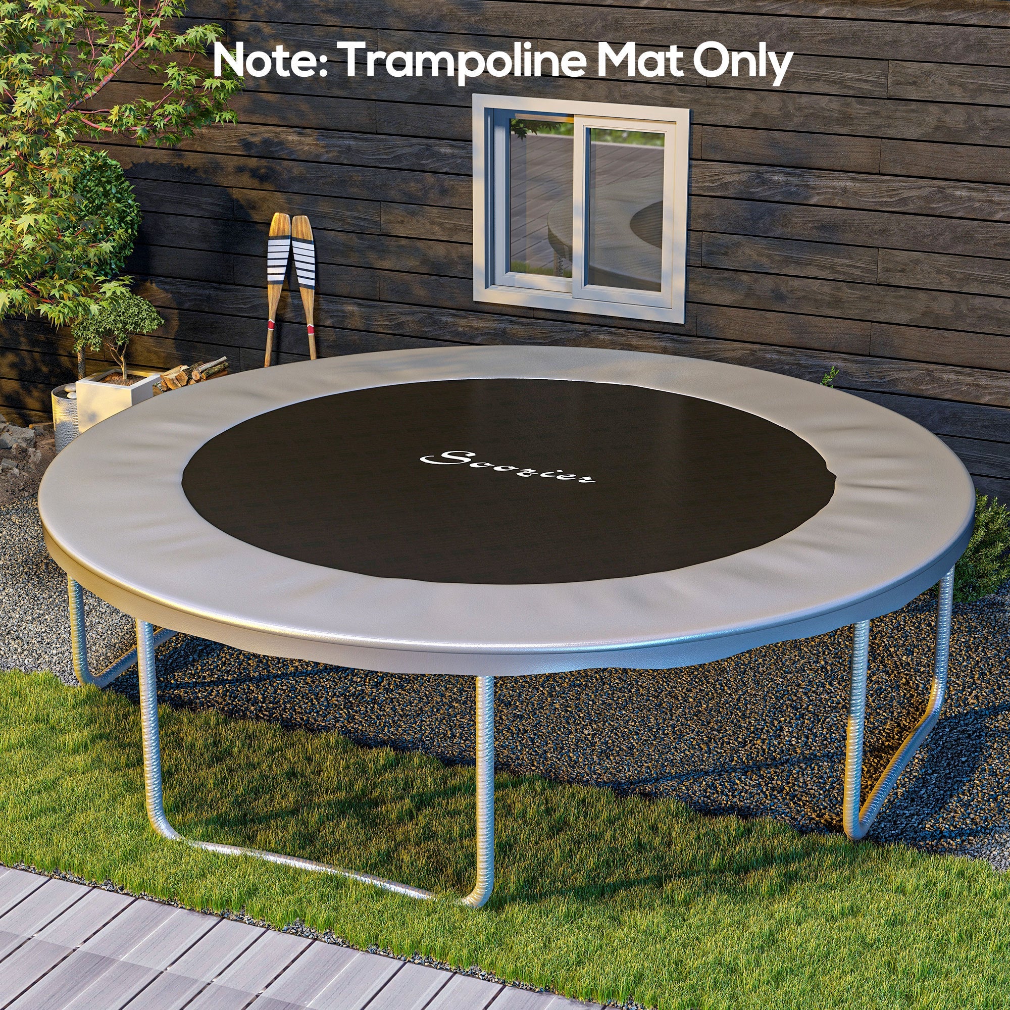 Soozier Trampoline Mat Replacement with Spring Pull Tool and 72 V-Hooks, Fits 12ft Trampoline, Using 5.5" Springs, Green