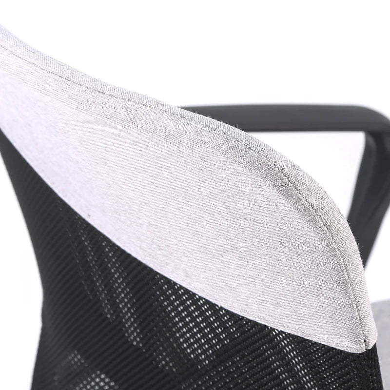 Mid Back Office Chair, Linen Adjustable Office Chair with Lumbar Back Support, Arm, Adjustable Height, Grey