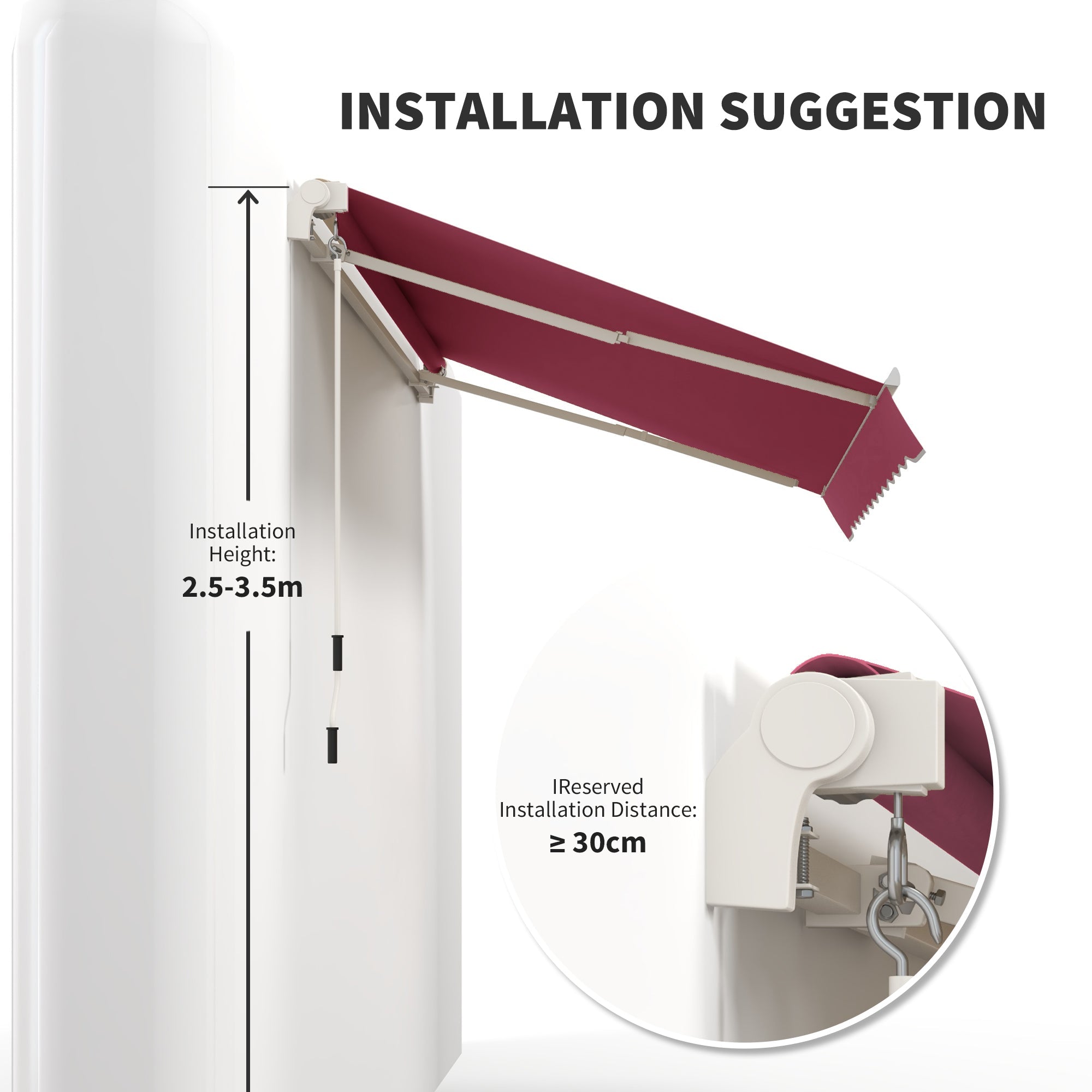 Outsunny Shade Sanctuary: 10x8ft Manual Retractable Patio Awning, Wine Red UV Protection Sun Shade