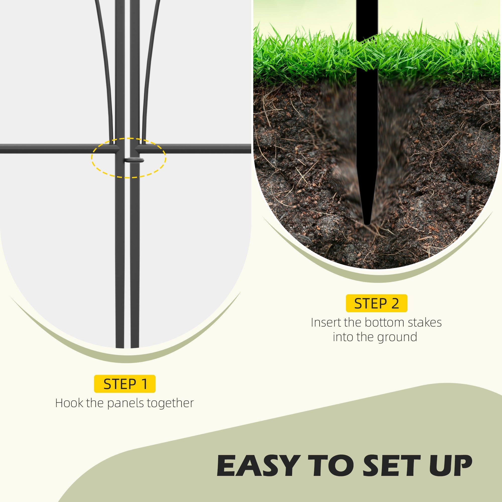 Outsunny 5-Piece 24"x10' Metal Wire Fence: Landscape Flower Bed Edging, Animal Barrier, Black