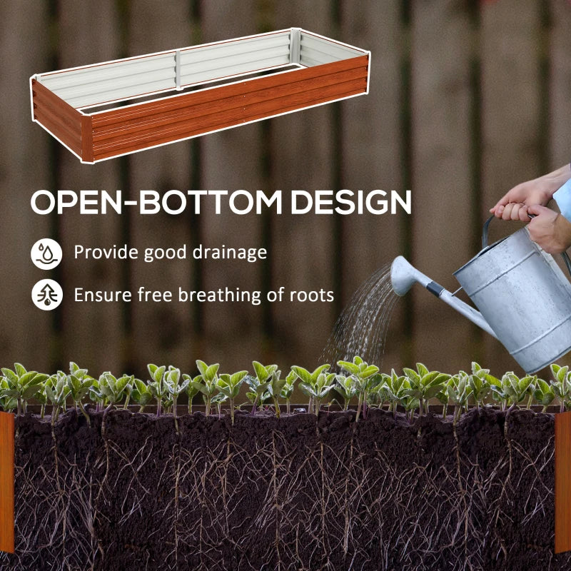 95" x 36" x 12" Galvanized Raised Garden Bed, Metal Elevated Planter Box for Growing Flowers, Herbs, Succulents, Brown
