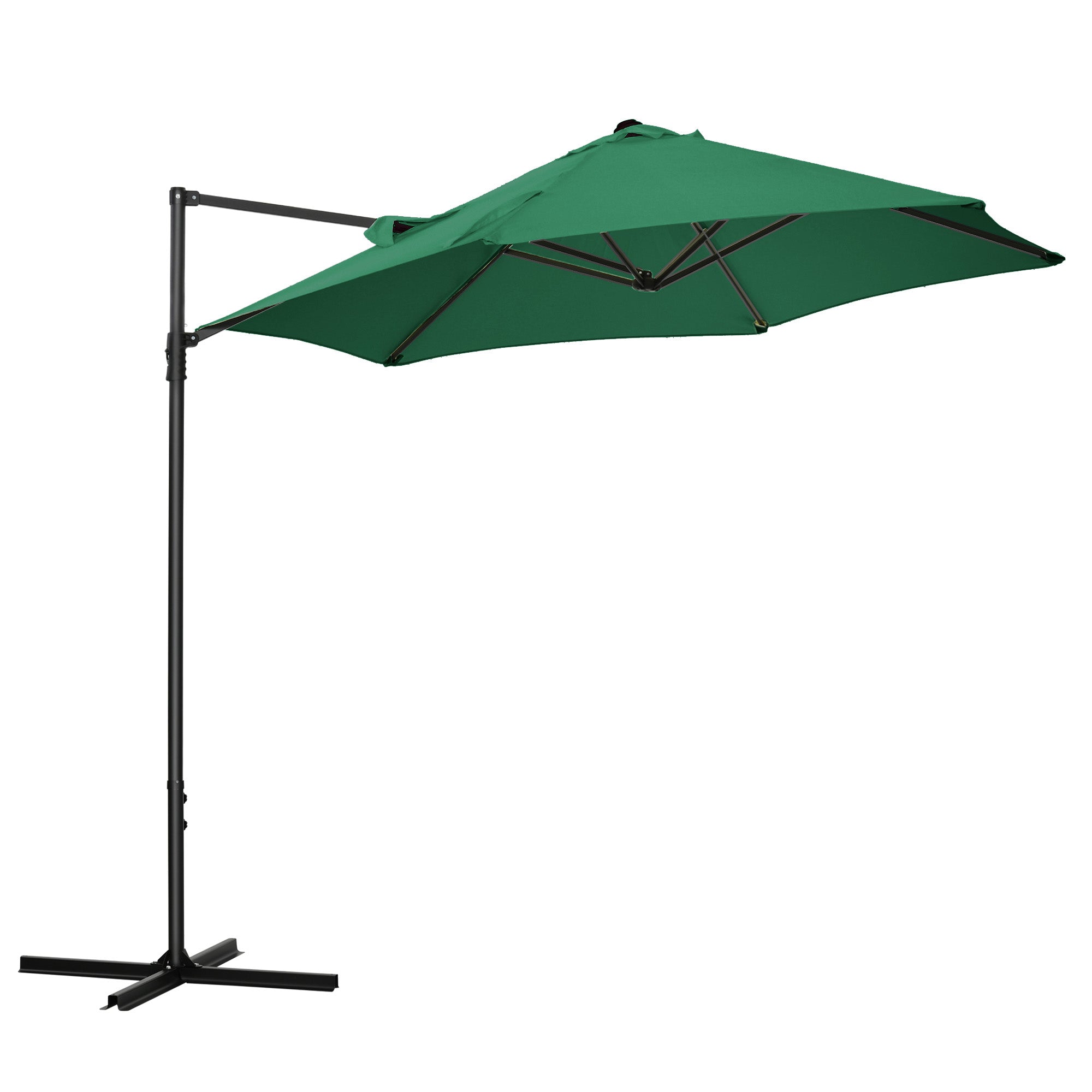 Outsunny Rotating Refuge: Offset Patio Umbrella 8.5FT with 360° Rotation, Cantilever Hanging Sun Shade Outdoor Shelter, Green Canopy