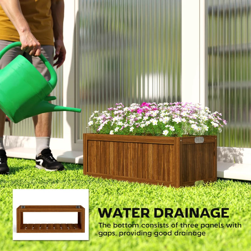 Foldable Elevated Planter Box, Wooden Raised Garden Bed for Backyard Patio to Grow Vegetables Herbs Flowers, Carbonized