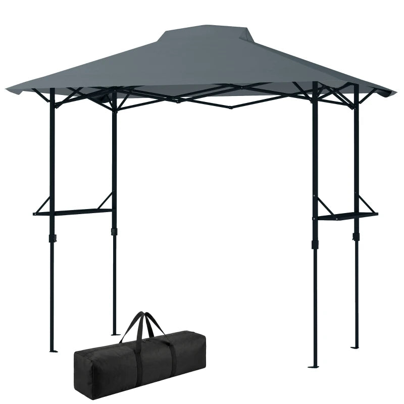 5 x 8.5 ft Pop Up Grill Gazebo with 2 Shelves, UPF 50+ Outdoor Instant Canopy Portable Shelter with Carry Bag, Dark Grey