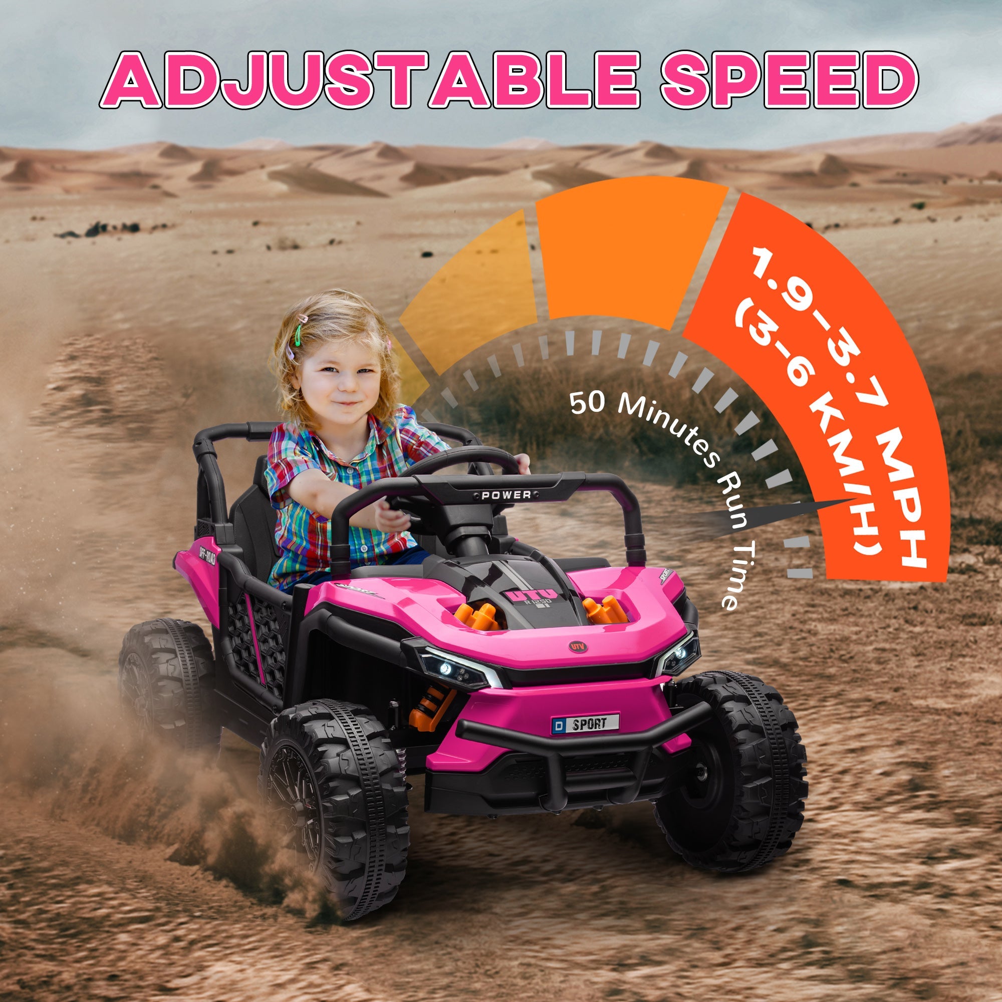 Qaba 12V Kids Ride On Car, Toy Truck with Remote Control, Spring Suspension, LED Headlights, 3 Speeds, Pink